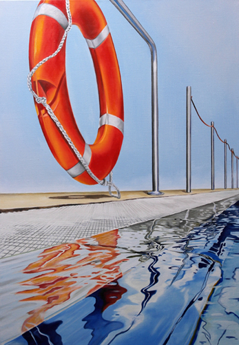 Rettungsring, 100 x 70 cm, Öl auf Leinwand, 2015 - verkauft -