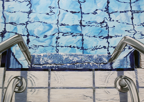 Schwimmbadtreppe 1, 70 x 50 cm, Öl auf Leinwand, 2014 - verkauft -
