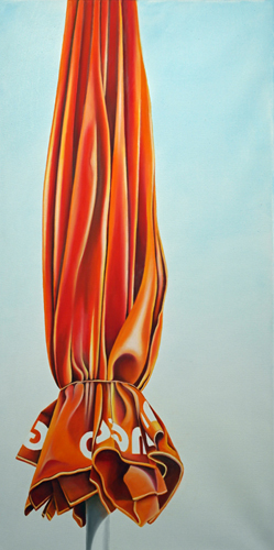 Sonnenschirm orange, 100 x 50 cm, Öl auf Leinwand, 2022